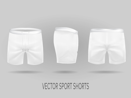 white shorts with ffront, back, and side views. mock up in vectorのイラスト素材