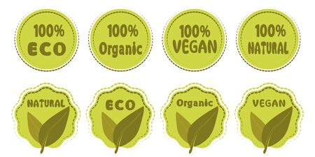 Vegan symbol. Eco, natural, organic, icon set. Fresh healthy organic vegetarian food labels and tags. Veganism  vegans diet sticker or ecological food product stamp. Vegetarian eco green conceptのイラスト素材