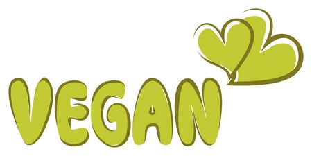 Vegan symbol. Bio green vegan  sign. Label for different vegetarian product. Vegetarian label. Lettering Vegan with hand drawn heart. Vegan lifestyle symbol isolated on white background. Vectorのイラスト素材