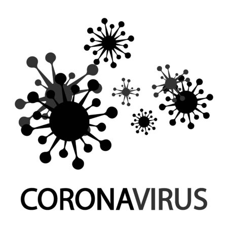 Coronavirus bacteria cell icon. 2019-nCoV. COVID-19. Cell of virus in black color and in flat style.のイラスト素材