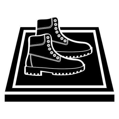 Sanitizing mats in the glyph. Disinfectant mat. Antibacterial equipped in flat style. Disinfection carpet for shoes. Shoes disinfection. Sterile surface. Vector illustration isolated on white backgroundのイラスト素材