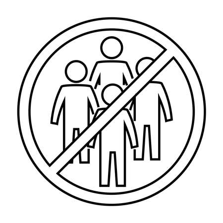 Social distancing icon in outline style. No gathering. Keep your distance. Avoid crowds. Social distancing prevention virus icon. Vector illustrationのイラスト素材