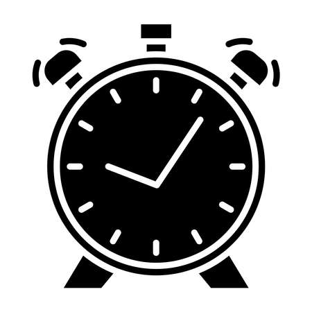 Twin bell alarm clock. Time icon in glyph style. Simple clock icon. Vectorのイラスト素材