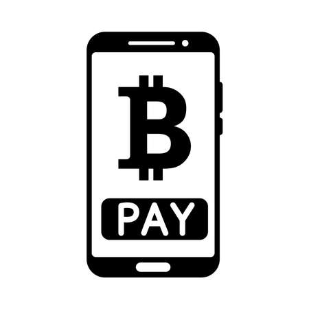 Bitcoin payment concept. Mobile cryptocurrency. Bitcoin transaction or donation. Cryptocurrency accepted here. Vectorのイラスト素材