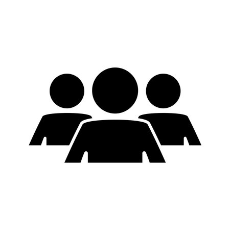 Group of people. Black round flat icon of group of people, team, collaboration. A glyph symbol in your web site design,   app, UI, webinar, video chat, ect. Vectorのイラスト素材