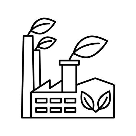 Carbon neutral. CO2 recycling icon. Eco factory symbol. Net zero carbon footprint. No air atmosphere pollution. Editable stroke. Vectorのイラスト素材