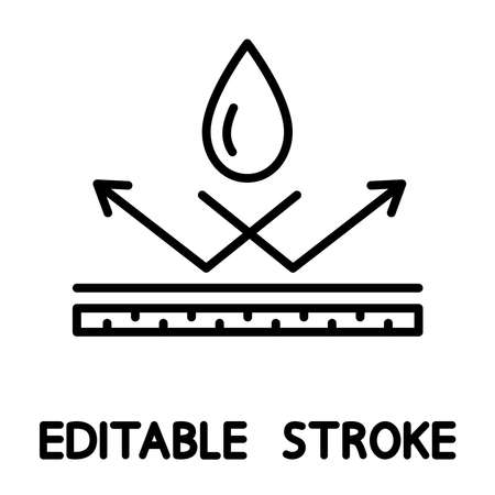 waterproof icon. Pollution protection. Liquid resistant. rain protection. Water repellent surface. Outline Vectorのイラスト素材