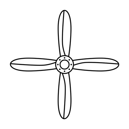 vintage aircraft screw. Propeller of airplane, icon. Vector propeller illustration on white backgroundのイラスト素材