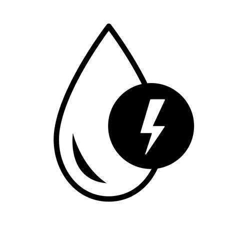 Water drop with bolt icon. Hydro power symbol. Renewable energy. Environment and sustainable concept. Alternative clean energyのイラスト素材