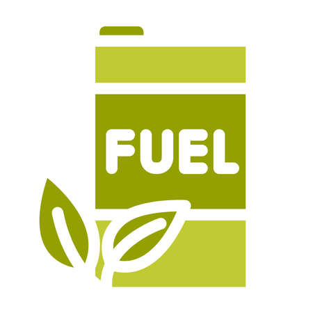 Green barrel of biofuel with word FUEL and green leaves. Eco friendly industry, environment and alternative energy. Vectorのイラスト素材