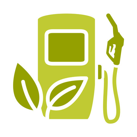 biofuel refuel station. Gas, diesel or petrol equipment. Eco auto gas station refueling gun. Eco friendly industry, environment and alternative energy. Vectorのイラスト素材
