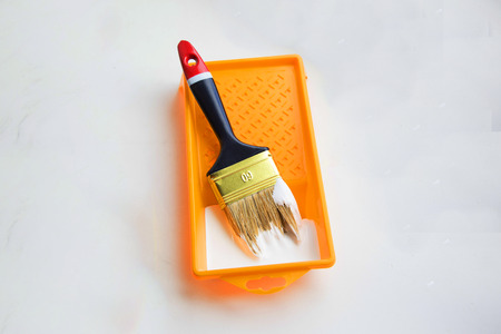 Brush with paintの写真素材