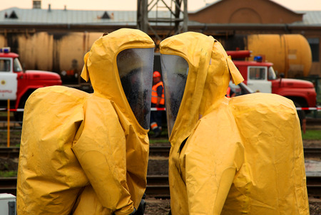 The man in the outfit biological protectionの写真素材