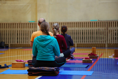 yoga class in fitness studio