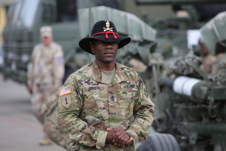 DAUGAVPILS, LATVIA - June 6, 2016. Military equipment and soldiers of 2nd Cavalry Regiment in...