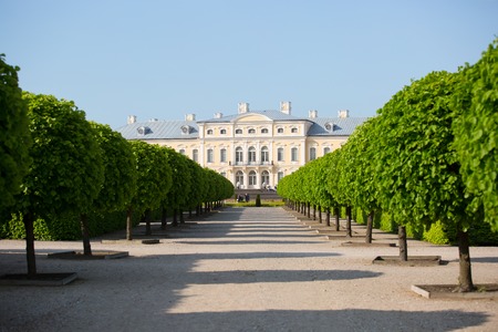 Pilsrundale, LATVIA - May 21, 2016. Rundale palace, summer Residence of the Duke of Courland Ernst Johann Biron. It was built in 1740. Architect: Francesco Bartolomeo Rastrelli.のeditorial素材