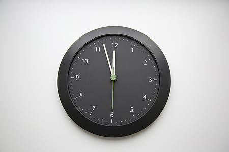 Doomsday Clock. Last time. Black clock. Midnightの写真素材