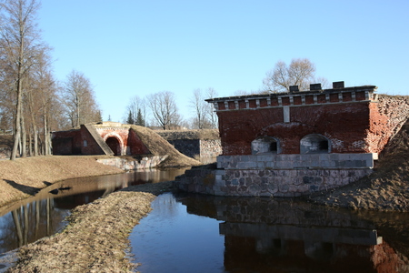 Dawns of the Daugavpils fortress during the spring high waterの写真素材