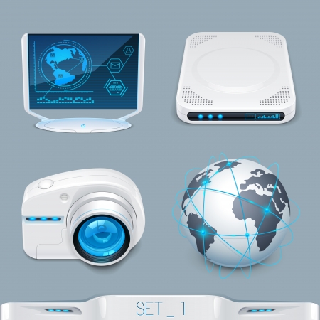 futuristic multimedia devices and technology icon-set 1のイラスト素材