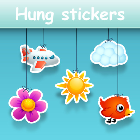 hung stickersのイラスト素材