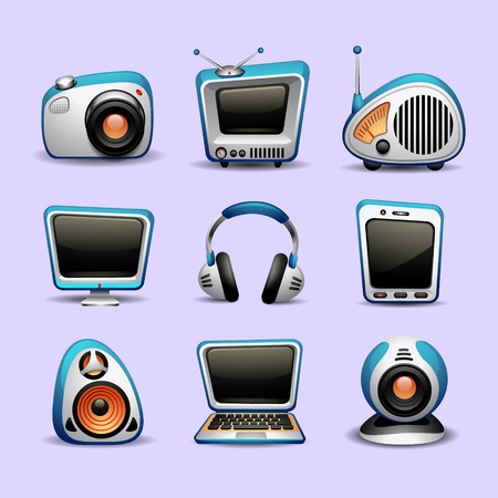 multimedia icons blue colorのイラスト素材