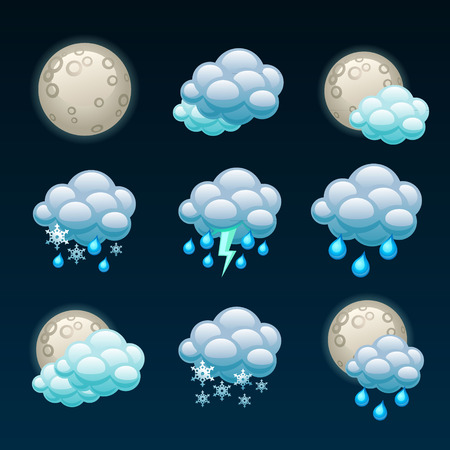 weather forecast icons-nightのイラスト素材