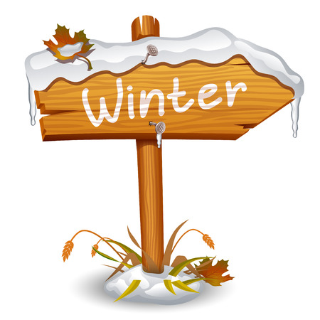 Winter wooden arrow boardのイラスト素材