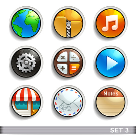 round button icons-set 3のイラスト素材