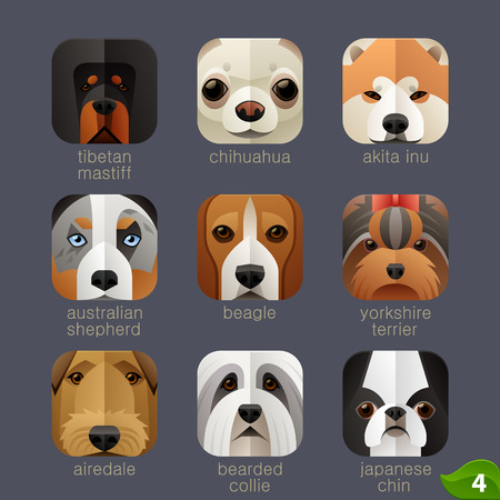 Animal faces for app icons-dogs set 3のイラスト素材