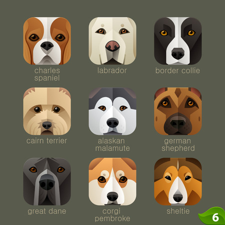 Animal faces for app icons-dogs set 5のイラスト素材
