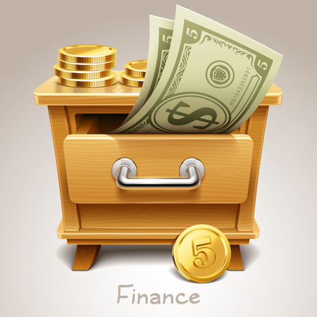 Wooden drawer illustration for finance iconのイラスト素材