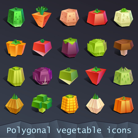 Polygonal vegetable iconsのイラスト素材