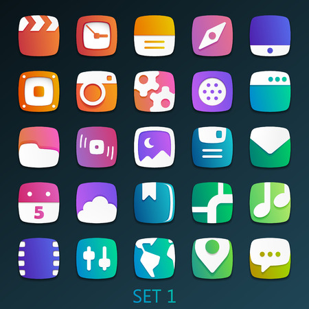 colorful flat icons-set 1のイラスト素材