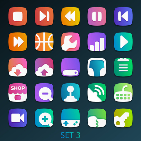 colorful flat icons-set 3のイラスト素材