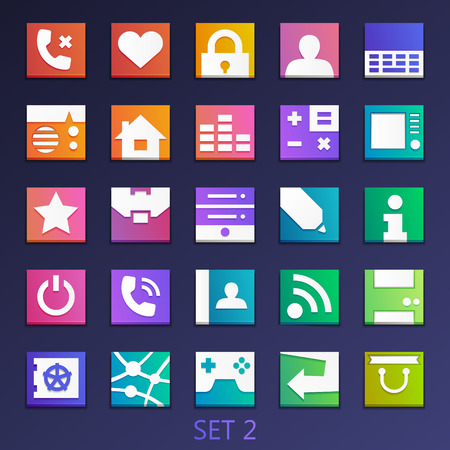 colorful flat square icons-set 2のイラスト素材