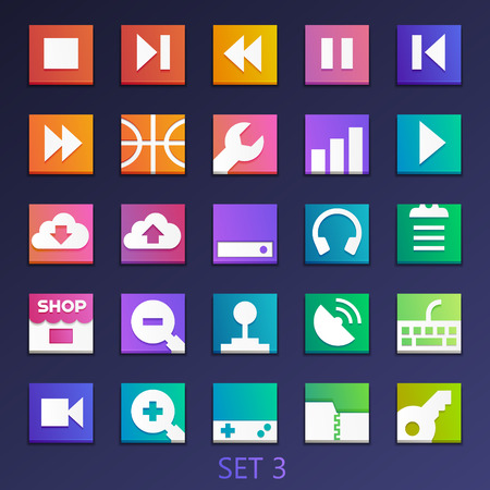 colorful flat square icons-set 3のイラスト素材