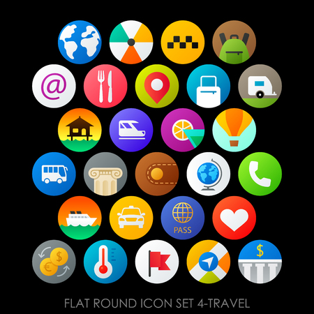 Flat round icon set 4-travelのイラスト素材