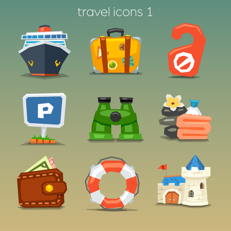 Funny travel icons-set 1のイラスト素材