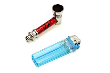 pipe for smoking marijuana and cigarette lighterの写真素材