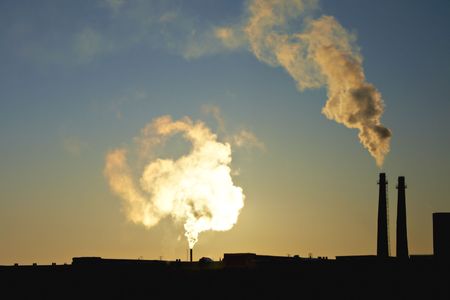 Smoke from factory pipesの写真素材