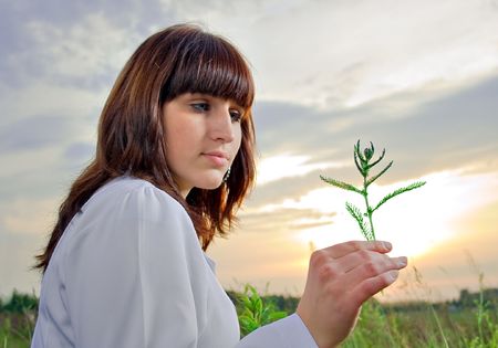female doctor in natureの写真素材