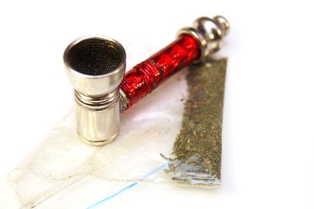 marijuana and a pipe used for smokingの写真素材