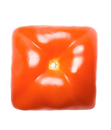 square tomato on a white backgroundの写真素材