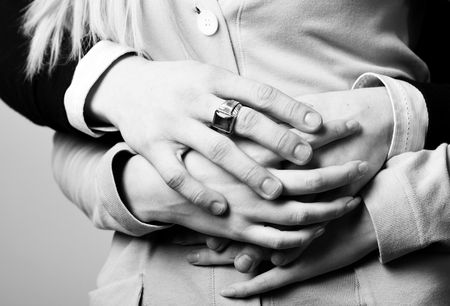 Male and female handsの写真素材