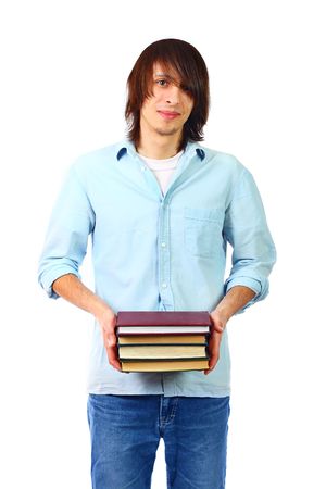 Young male student posing on the studioの写真素材