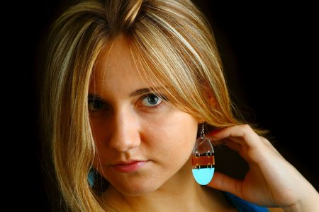 Young beautiful Caucasian woman in studio