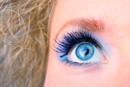 Woman eye with extremely long eyelashes.の写真素材