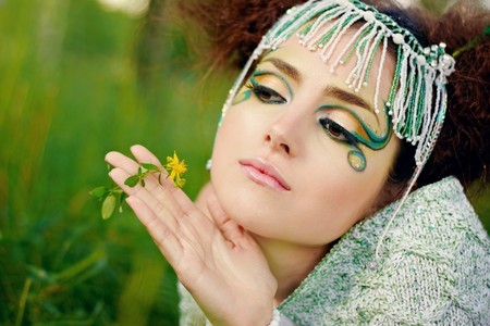 The portrait of a woman, fantasy make-upの写真素材