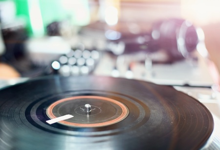 Turntable set and vinyl recordの写真素材