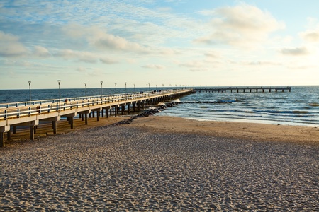 Pier in Palanga on Baltic seaの写真素材